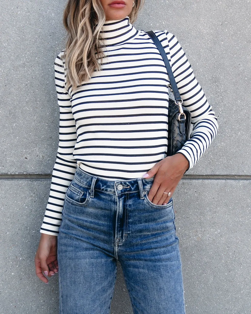 Muse By Magnolia Cream and Black Striped Turtleneck - FINAL SALE