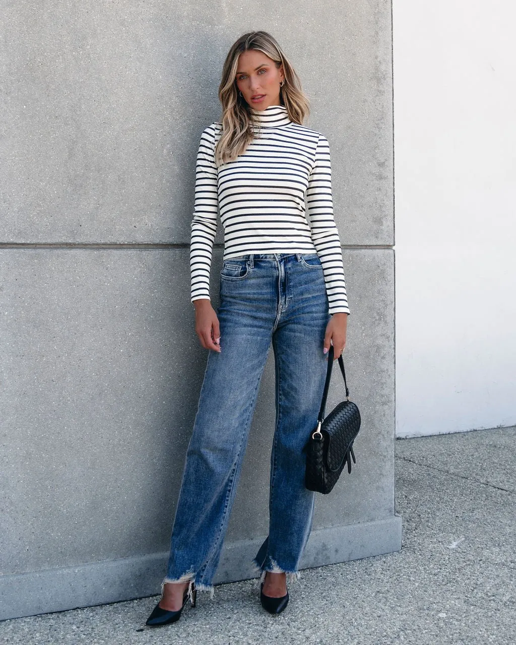 Muse By Magnolia Cream and Black Striped Turtleneck - FINAL SALE