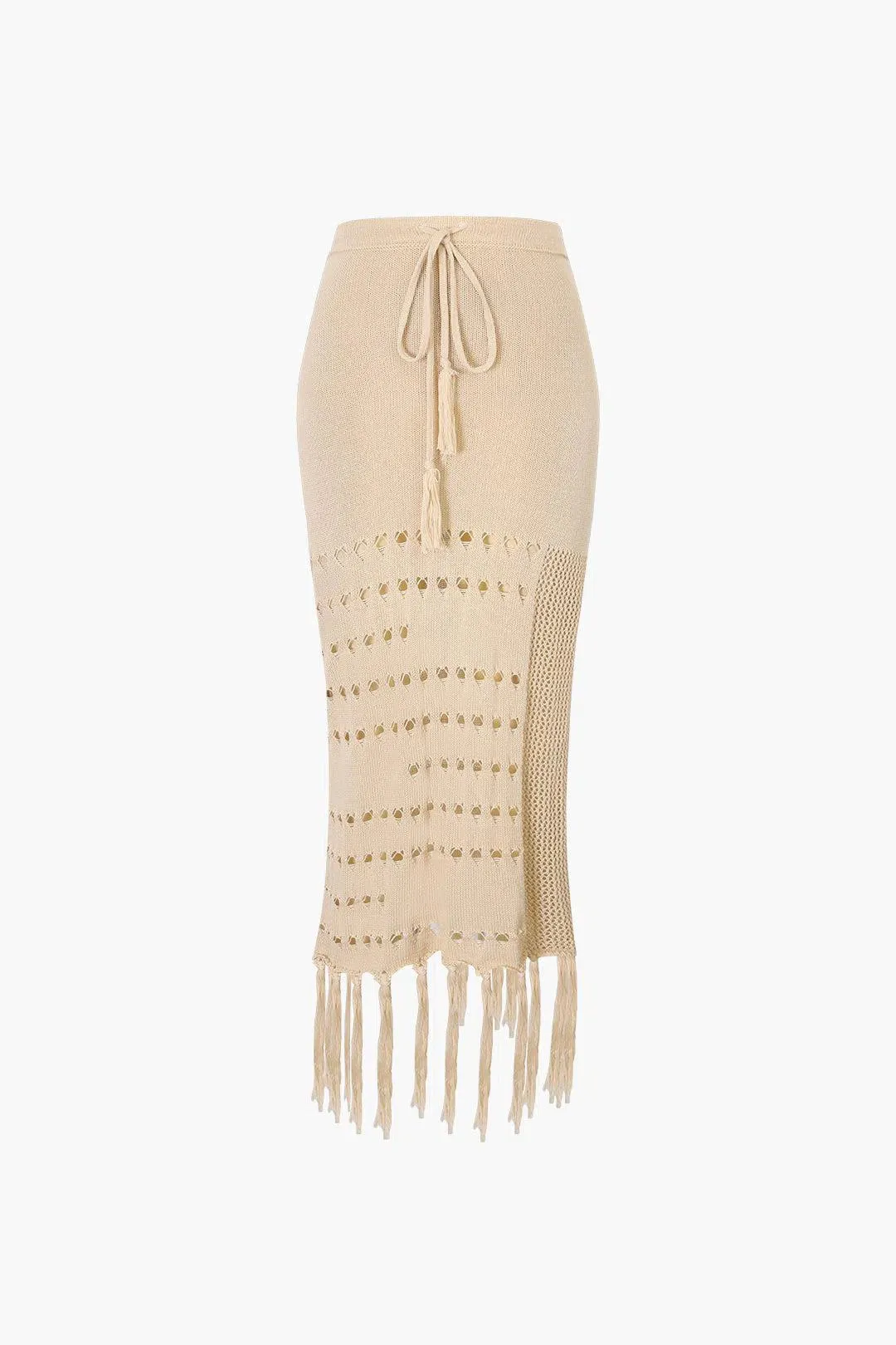 Natalia – Sheer knit – Tube top & tassel skirt set