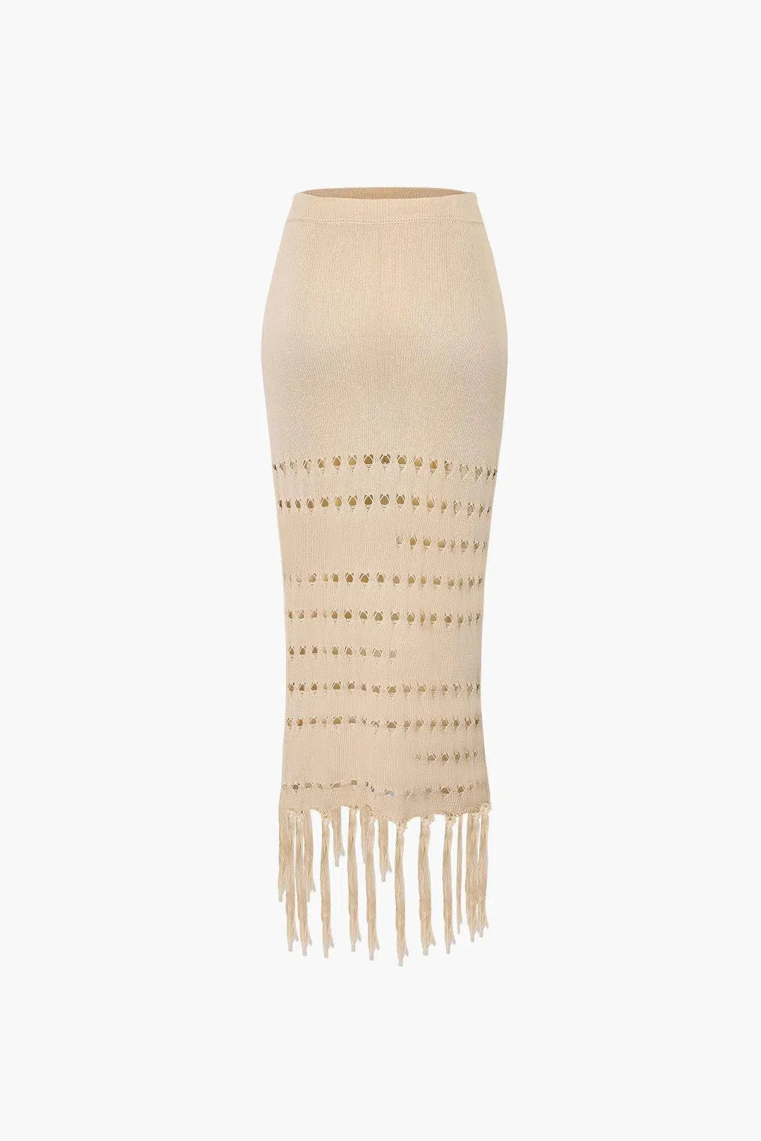 Natalia – Sheer knit – Tube top & tassel skirt set