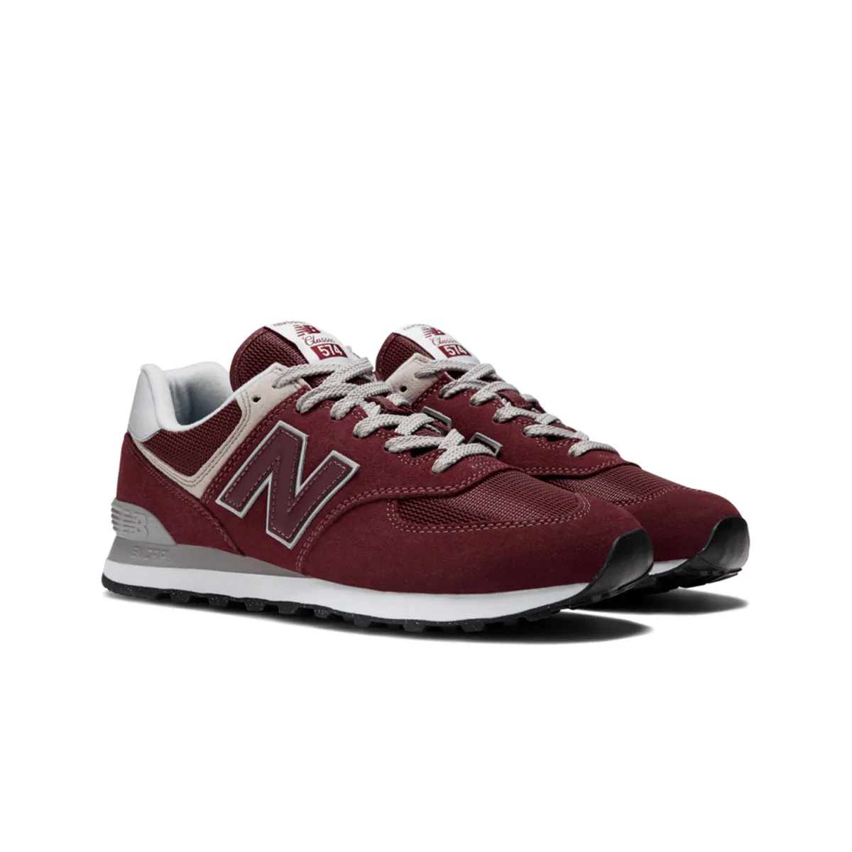 New Balance Mens 574 Core Casual Sneakers ML574EVM Burgundy/White