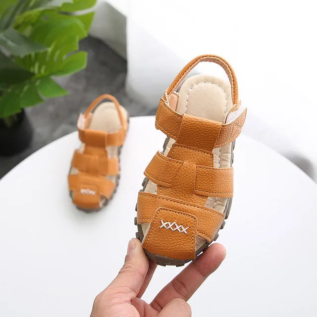 New Boys Sandals Soft Leather Closed-Toe Toddler Baby Summer Shoes Boys and Girls Children Beach Shoes Sport Kids Sandals CSH130