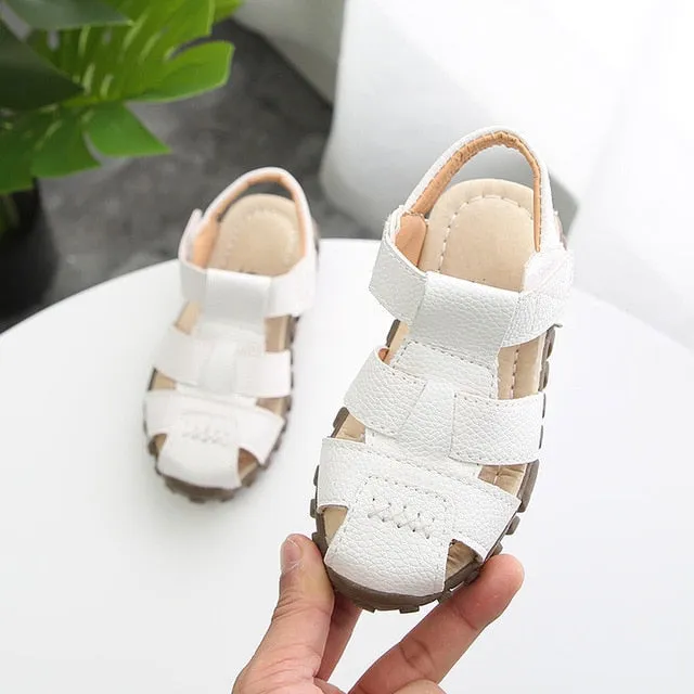 New Boys Sandals Soft Leather Closed-Toe Toddler Baby Summer Shoes Boys and Girls Children Beach Shoes Sport Kids Sandals CSH130