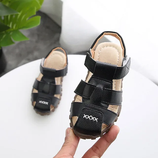 New Boys Sandals Soft Leather Closed-Toe Toddler Baby Summer Shoes Boys and Girls Children Beach Shoes Sport Kids Sandals CSH130