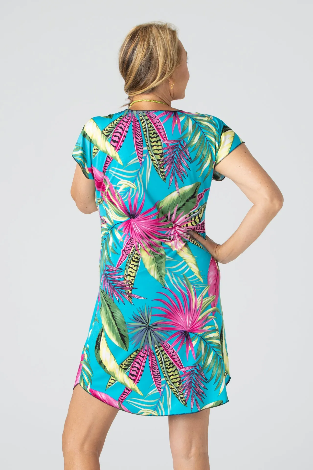 Noosa Print Short Sleeve Jersey Shift Dress