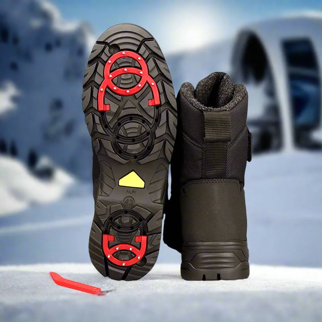 Olang Kiew TEX OC Mens Winter Ice Grip Thermal Snow Boots, Black