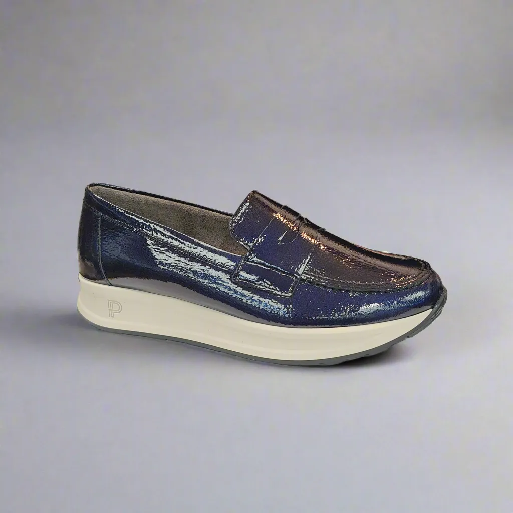 Pitillos Sporty Loafer Navy Patent Leather Slip On 10200 Marino sale