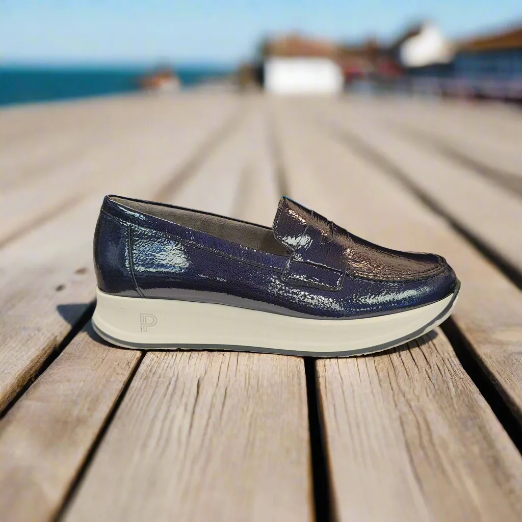 Pitillos Sporty Loafer Navy Patent Leather Slip On 10200 Marino sale