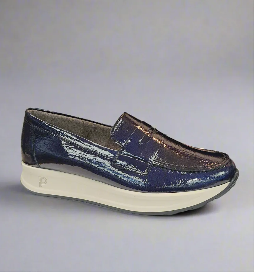 Pitillos Sporty Loafer Navy Patent Leather Slip On 10200 Marino sale