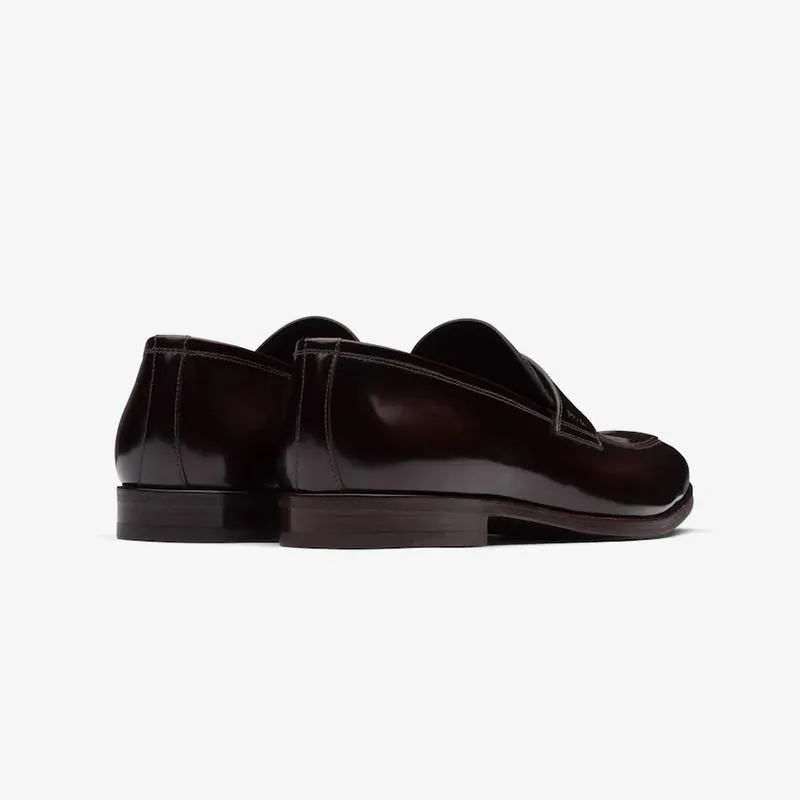 Polished Loafers Men Penny Brown Leather Slip On