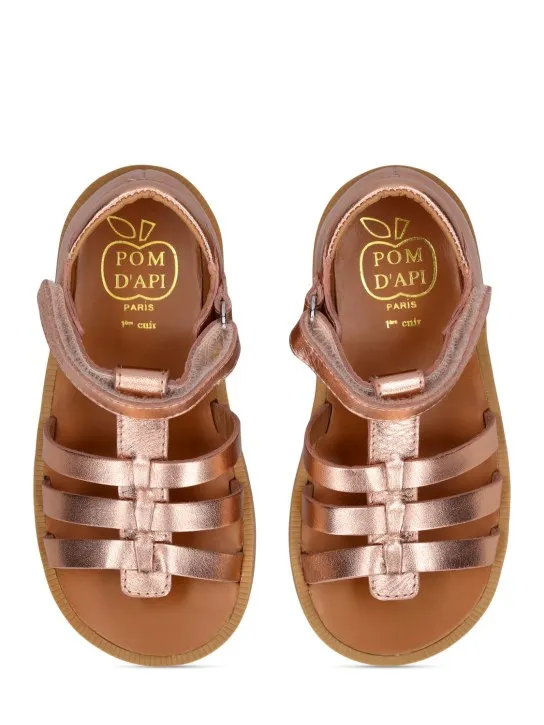 Pom D&#x27;api   Metallic leather strap sandals 