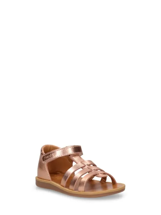 Pom D&#x27;api   Metallic leather strap sandals 