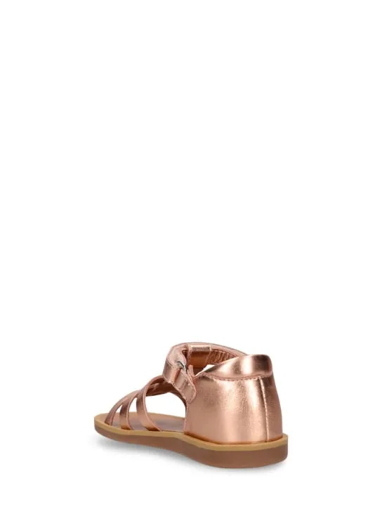 Pom D&#x27;api   Metallic leather strap sandals 