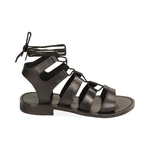 Sandali gladiator neri in pelle