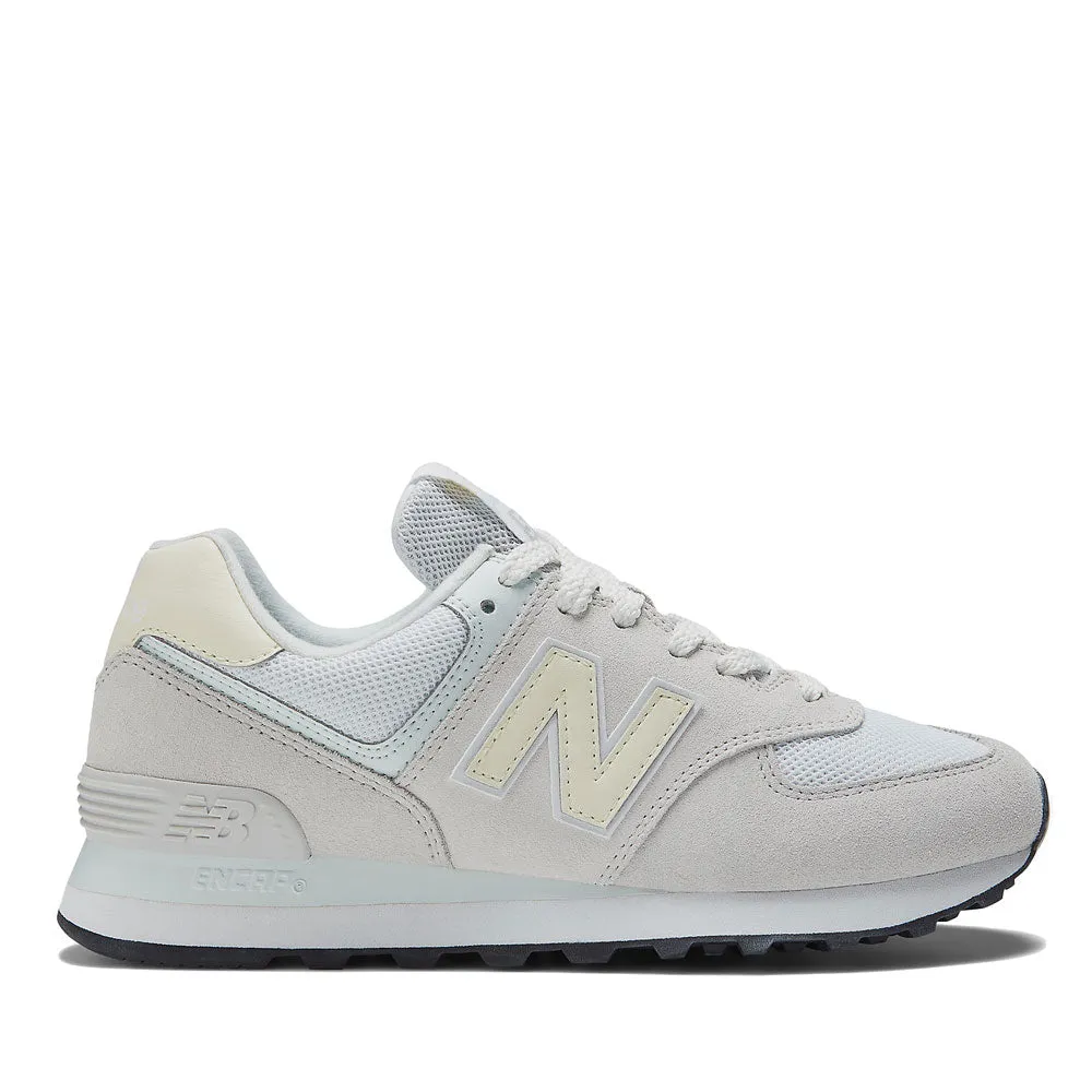 Scarpe Donna NEW BALANCE Sneakers 574 in Pelle colore Nimbus Cloud e Summer Fog