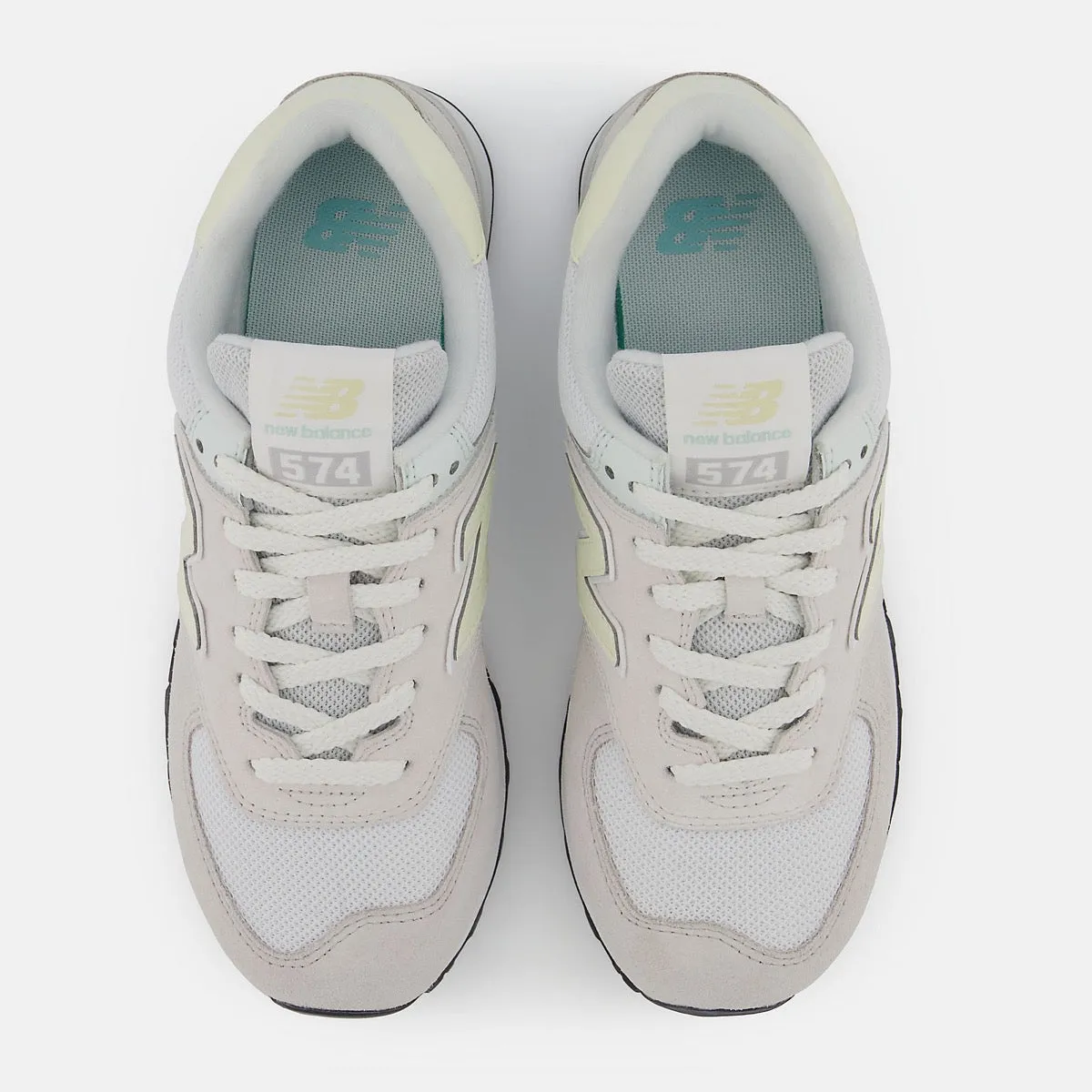 Scarpe Donna NEW BALANCE Sneakers 574 in Pelle colore Nimbus Cloud e Summer Fog