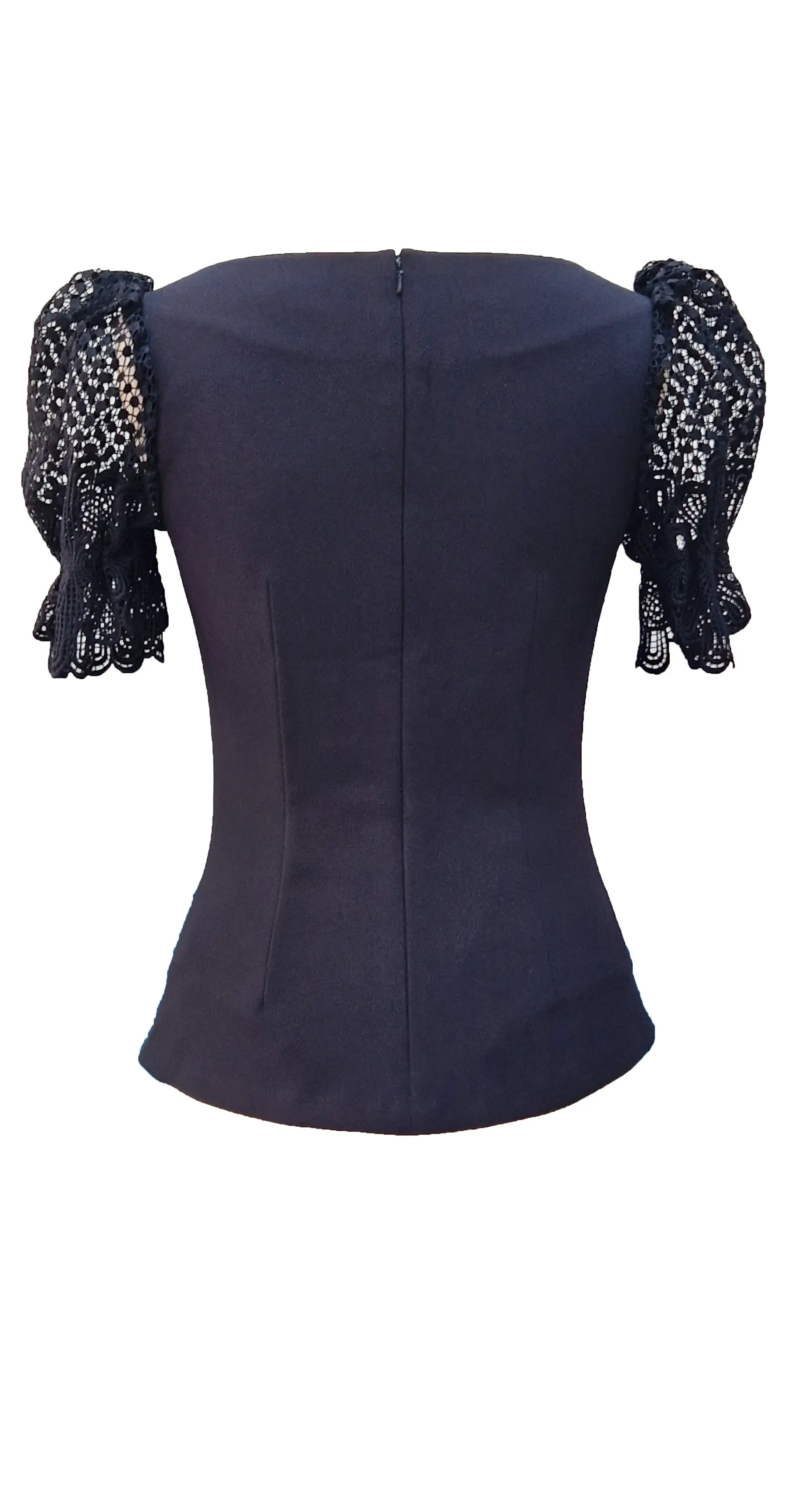 Senorita Top Black Crepe and Windsor Lace