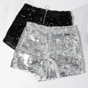 Sequin Zipped Shorts