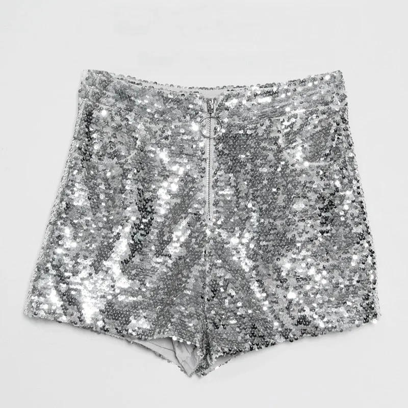 Sequin Zipped Shorts