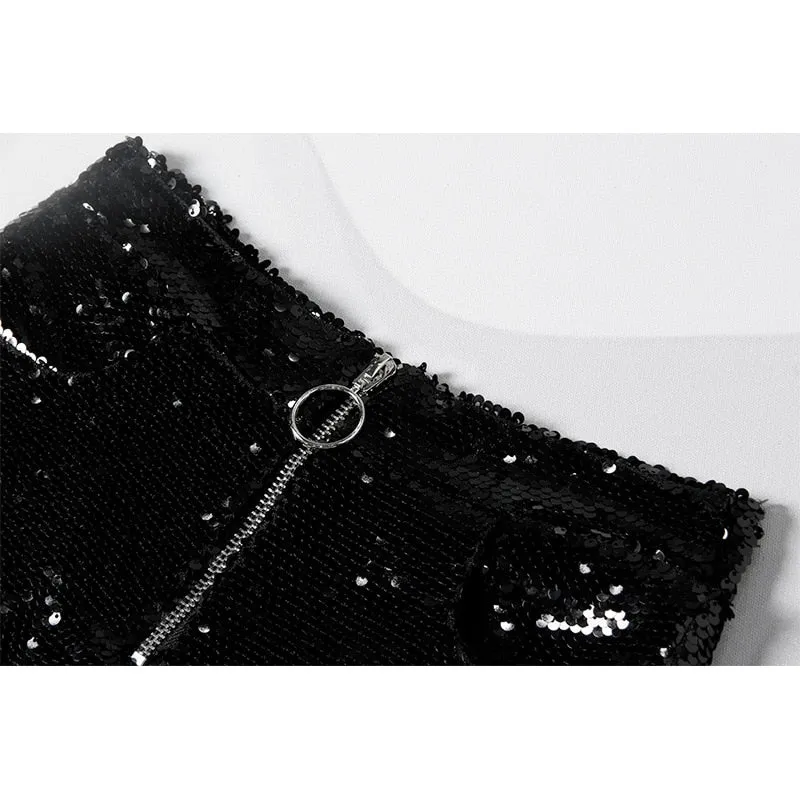 Sequin Zipped Shorts