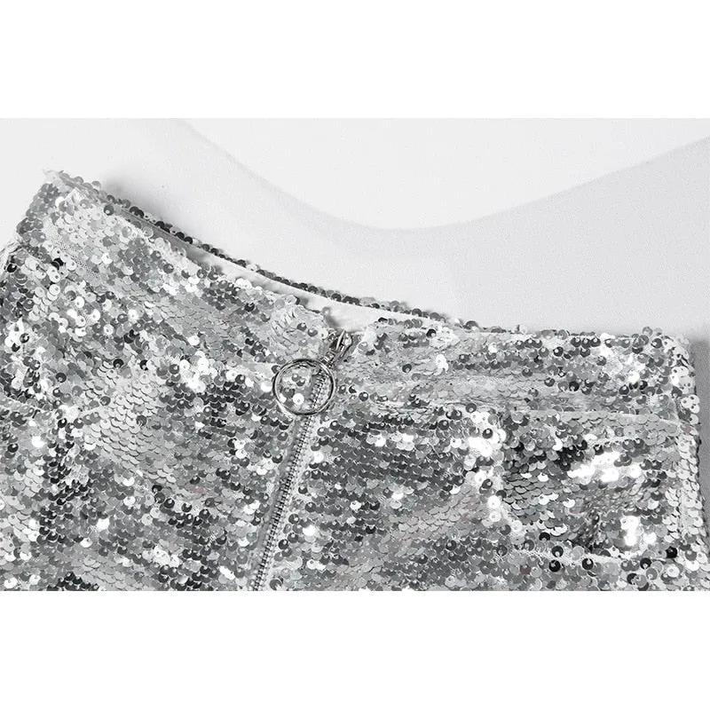 Sequin Zipped Shorts