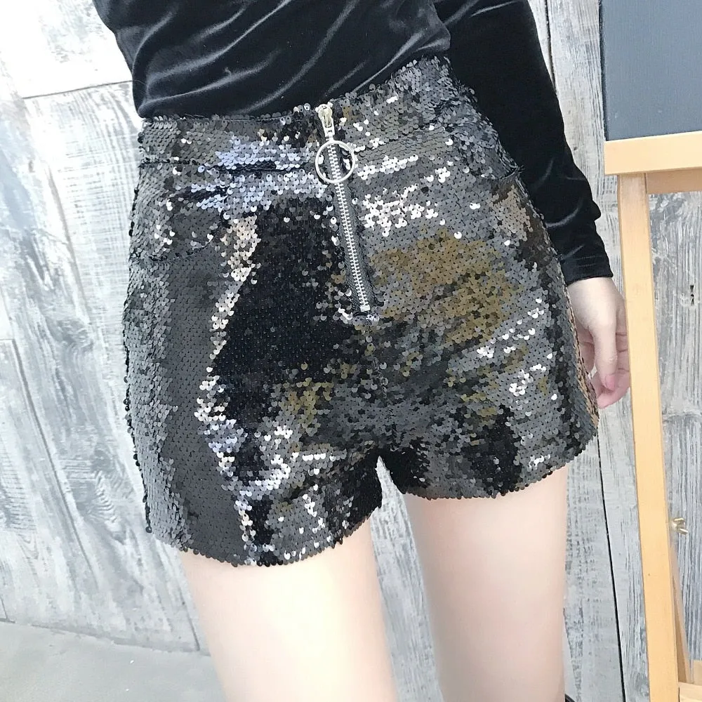 Sequin Zipped Shorts