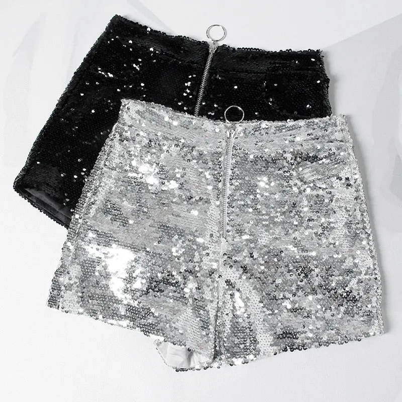 Sequin Zipped Shorts
