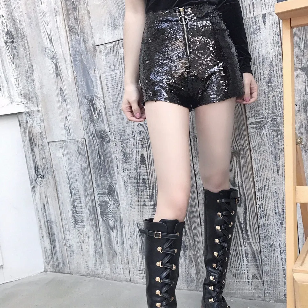Sequin Zipped Shorts