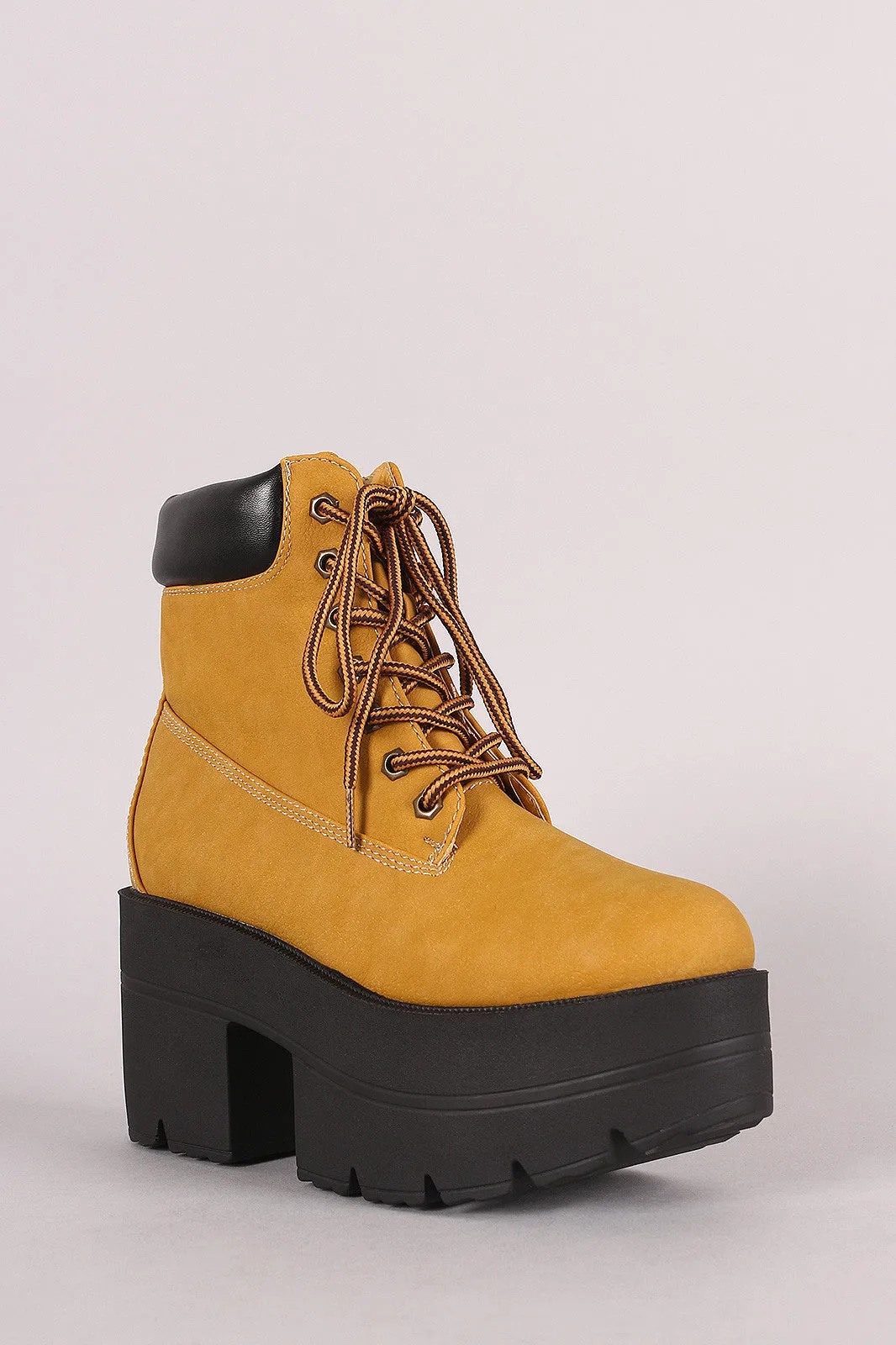Shoe Republic LA Round Toe Lug Sole Chunky Platform Booties