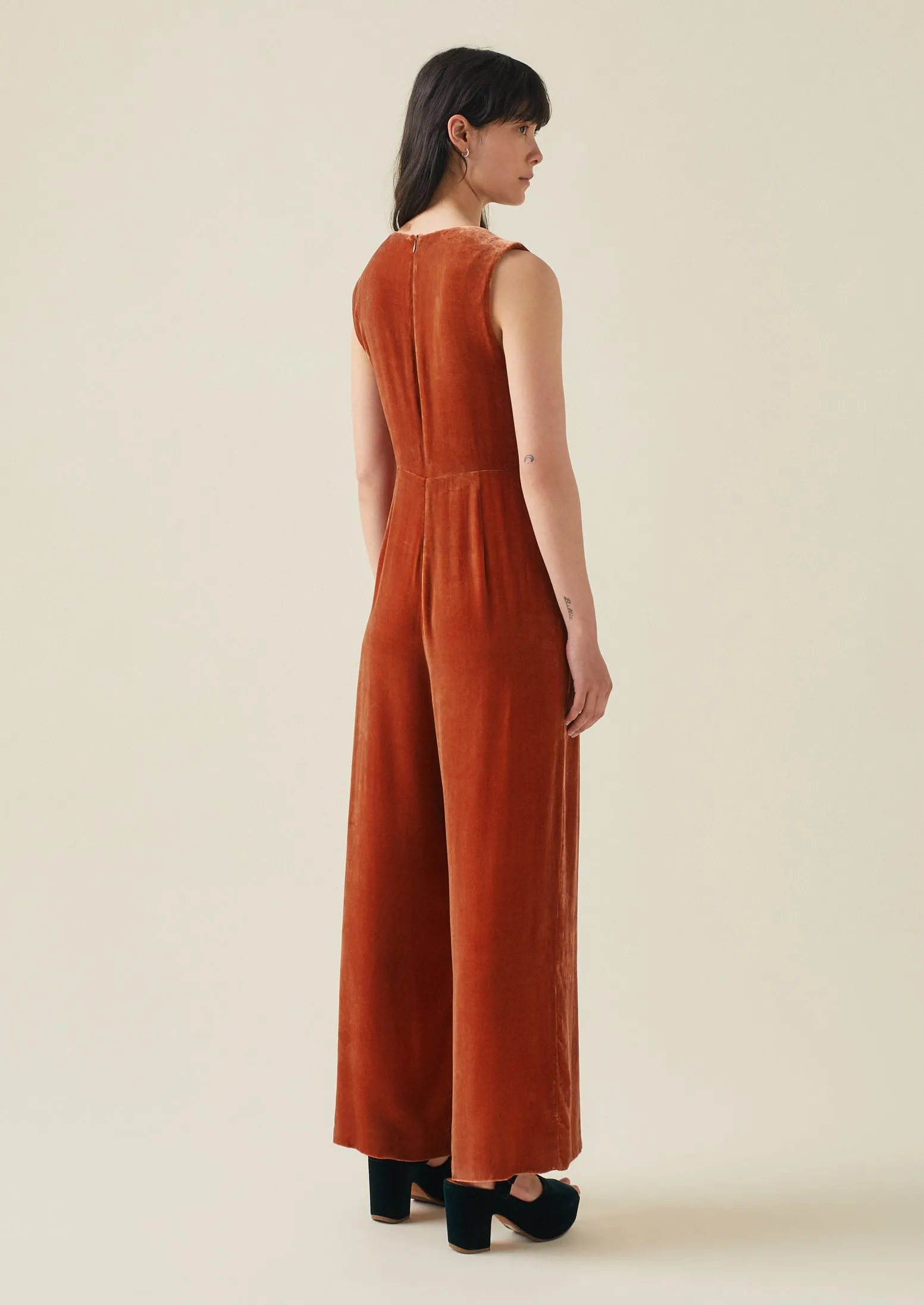 Silk Velvet Wide Leg Jumpsuit | Ballerina