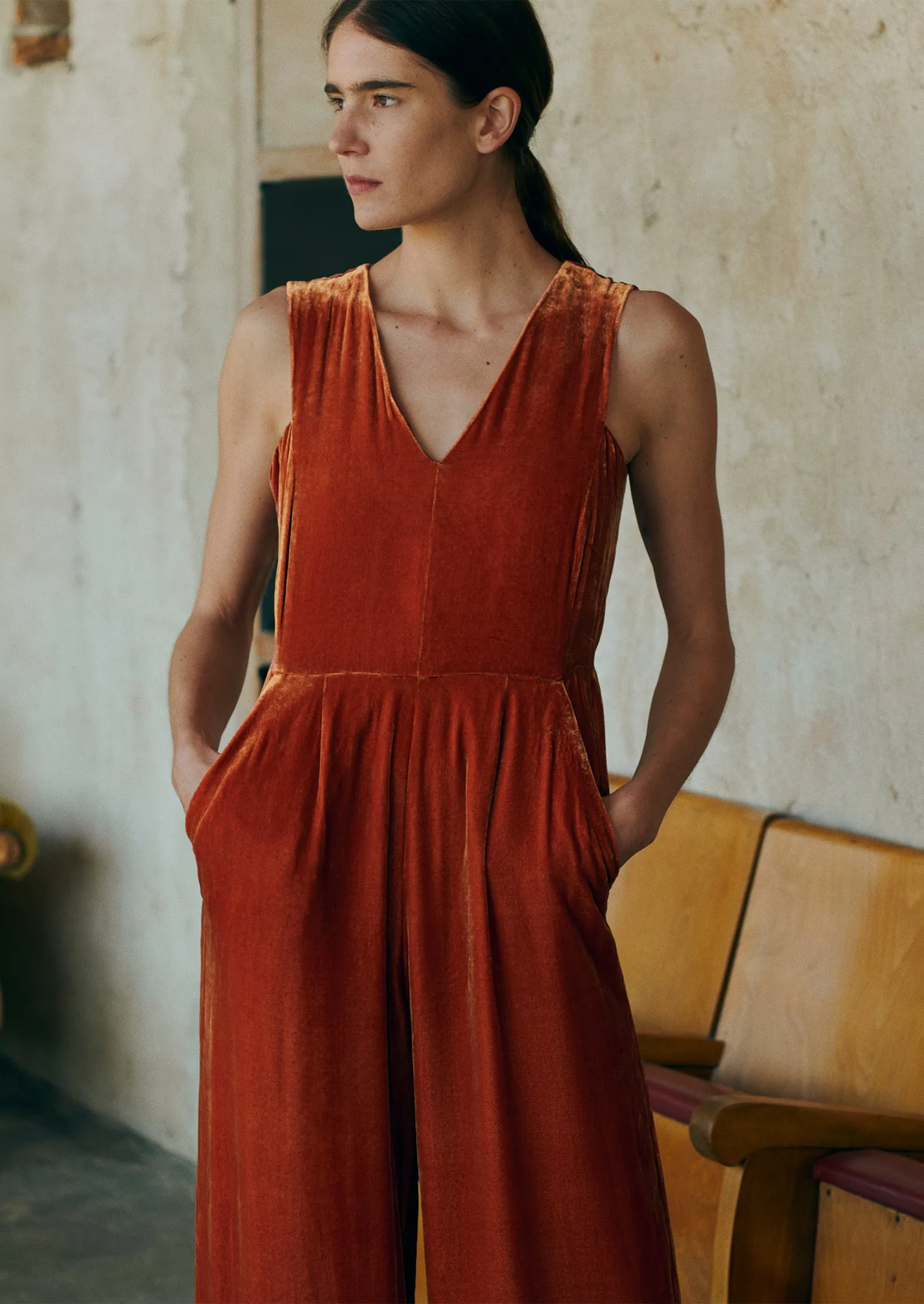 Silk Velvet Wide Leg Jumpsuit | Ballerina
