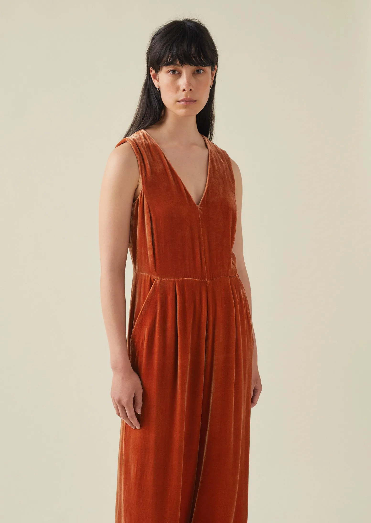Silk Velvet Wide Leg Jumpsuit | Ballerina