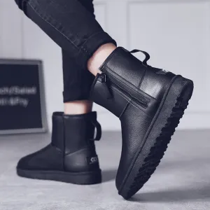 Snow Boots Men's Winter plus Velvet Warm Cotton-padded Shoes Men Trend Northeast Thick Black Martin Boots Hight-top Men's Boots