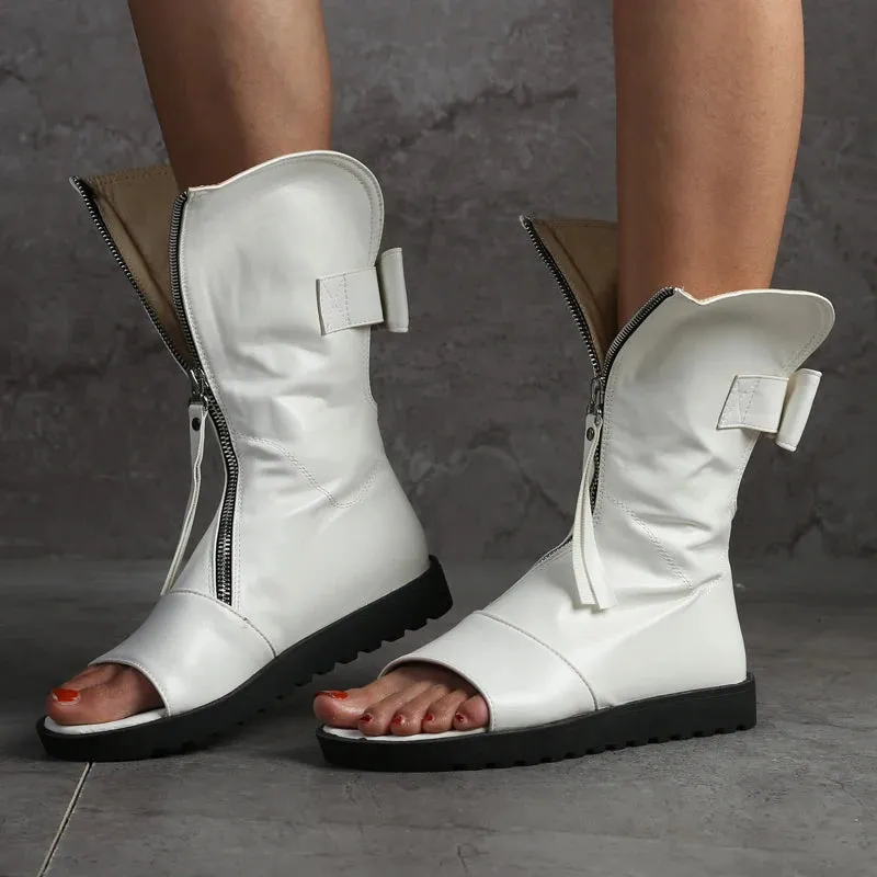 Sohiwoo NEW Black White Peep Toe Flat Platform Gladiator Sandals Women Summer Boots Ladies Casual Shoes Sandales Femmes Sandalias Mujer