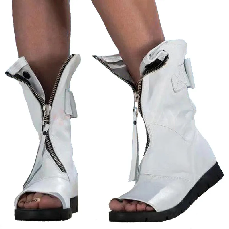 Sohiwoo NEW Black White Peep Toe Flat Platform Gladiator Sandals Women Summer Boots Ladies Casual Shoes Sandales Femmes Sandalias Mujer
