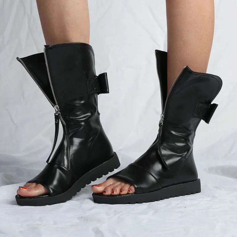 Sohiwoo NEW Black White Peep Toe Flat Platform Gladiator Sandals Women Summer Boots Ladies Casual Shoes Sandales Femmes Sandalias Mujer