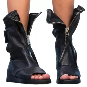 Sohiwoo NEW Black White Peep Toe Flat Platform Gladiator Sandals Women Summer Boots Ladies Casual Shoes Sandales Femmes Sandalias Mujer