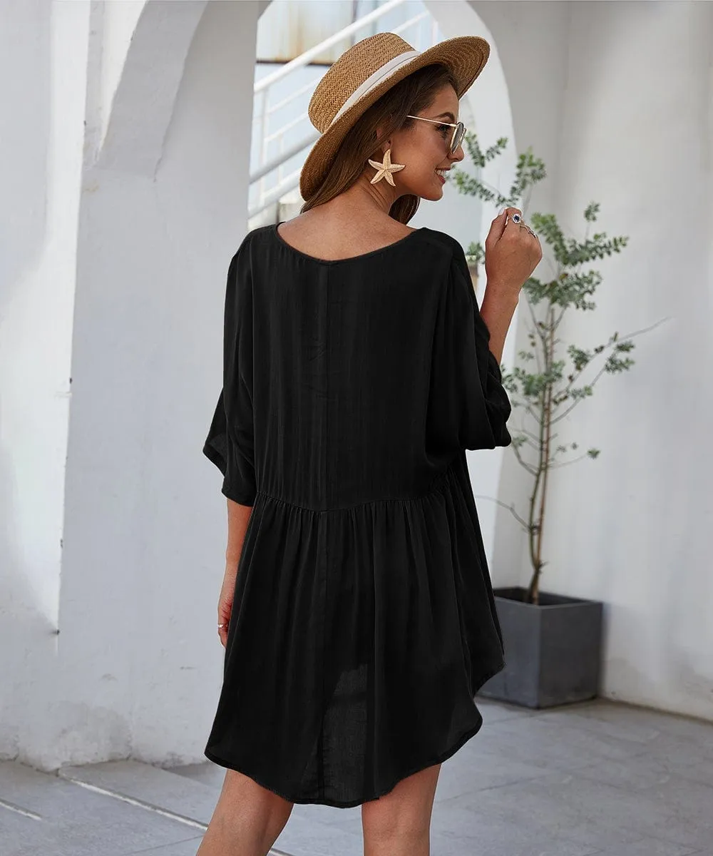 Solid Flowy Mini Dress