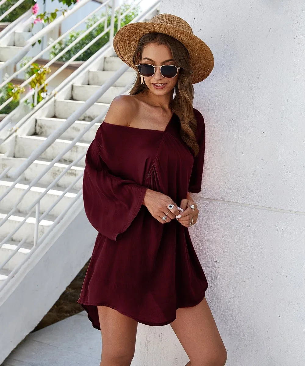 Solid Flowy Mini Dress