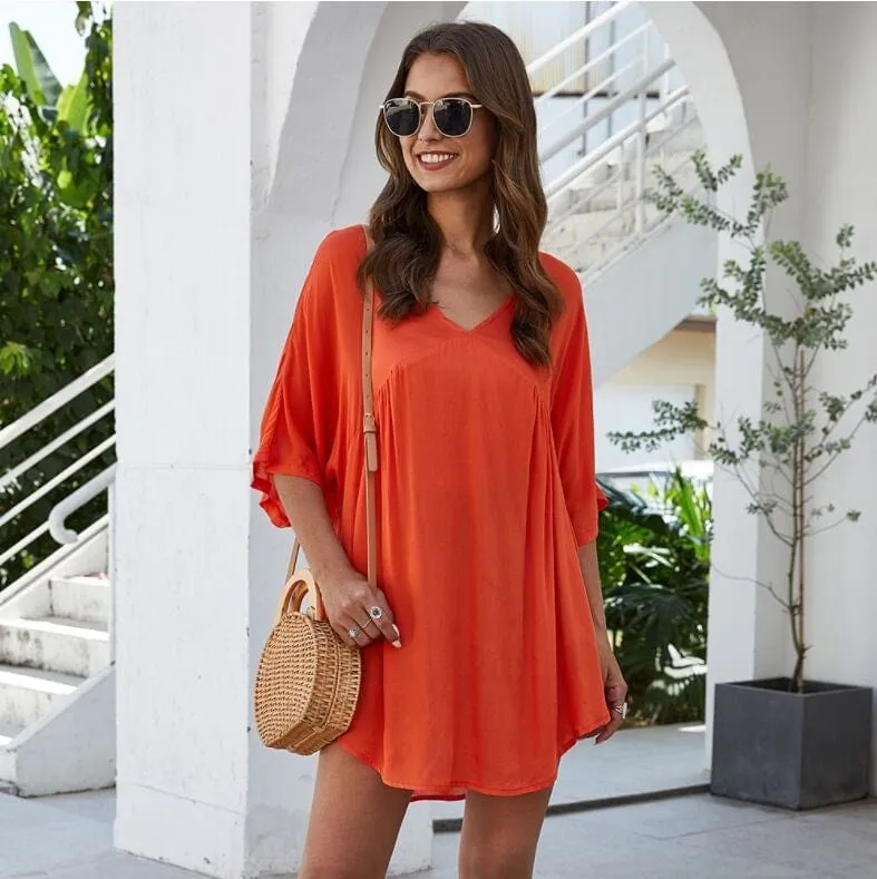 Solid Flowy Mini Dress