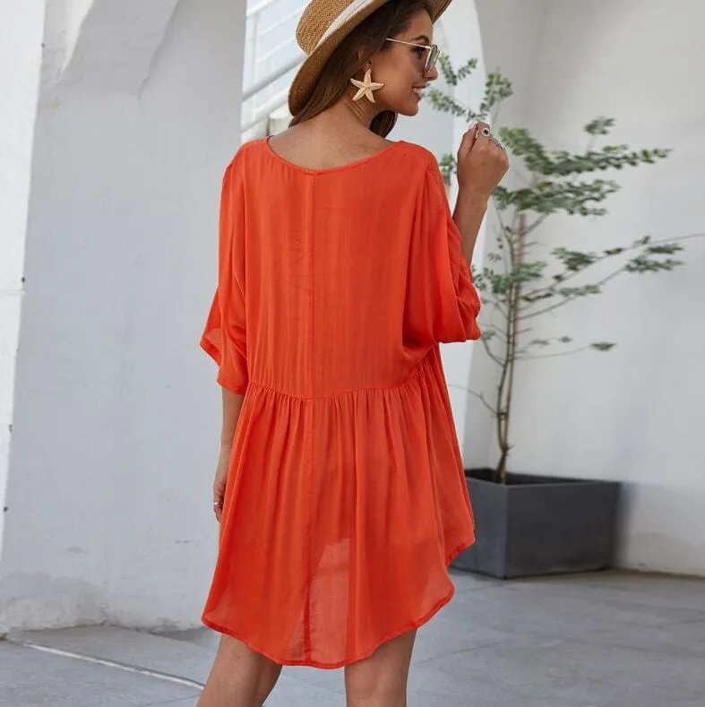 Solid Flowy Mini Dress