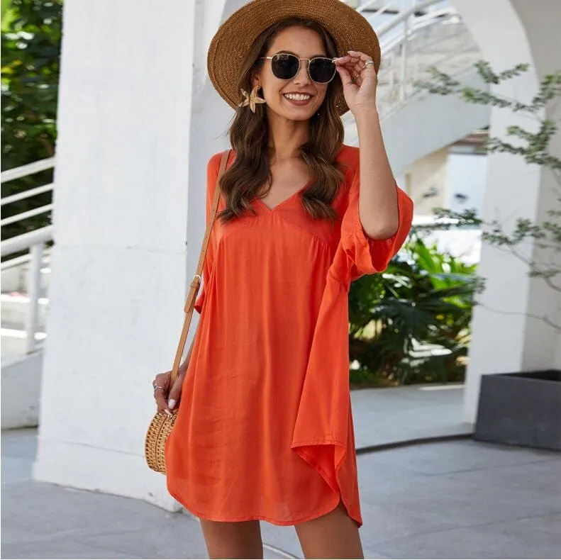 Solid Flowy Mini Dress