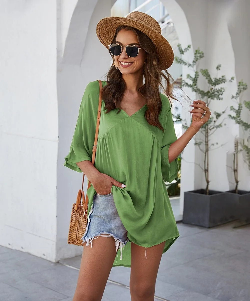 Solid Flowy Mini Dress