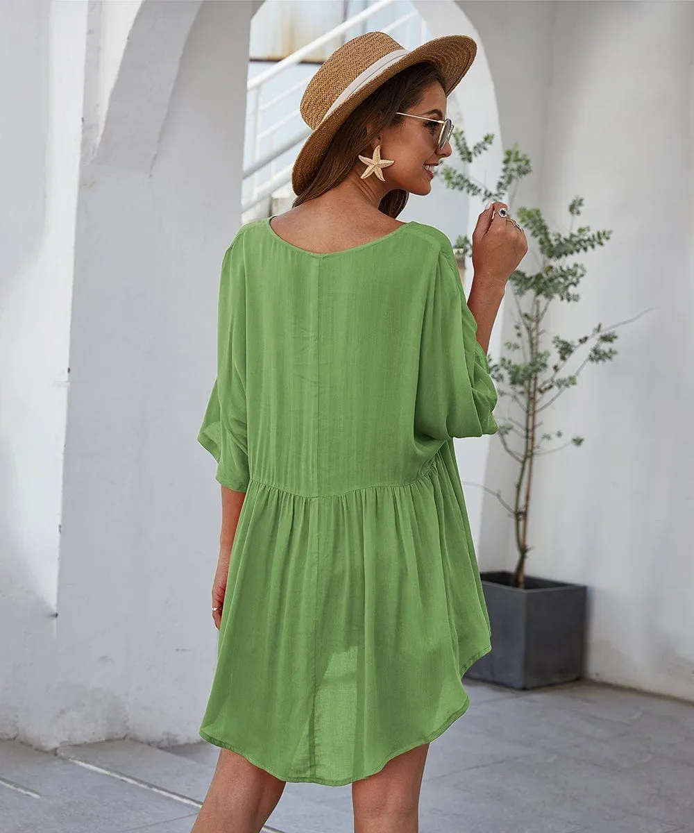 Solid Flowy Mini Dress