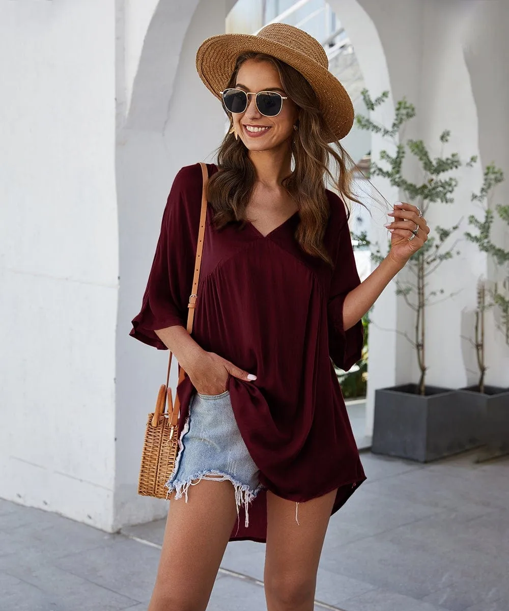 Solid Flowy Mini Dress