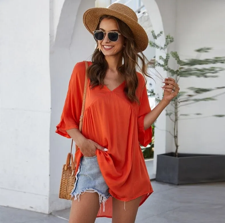 Solid Flowy Mini Dress