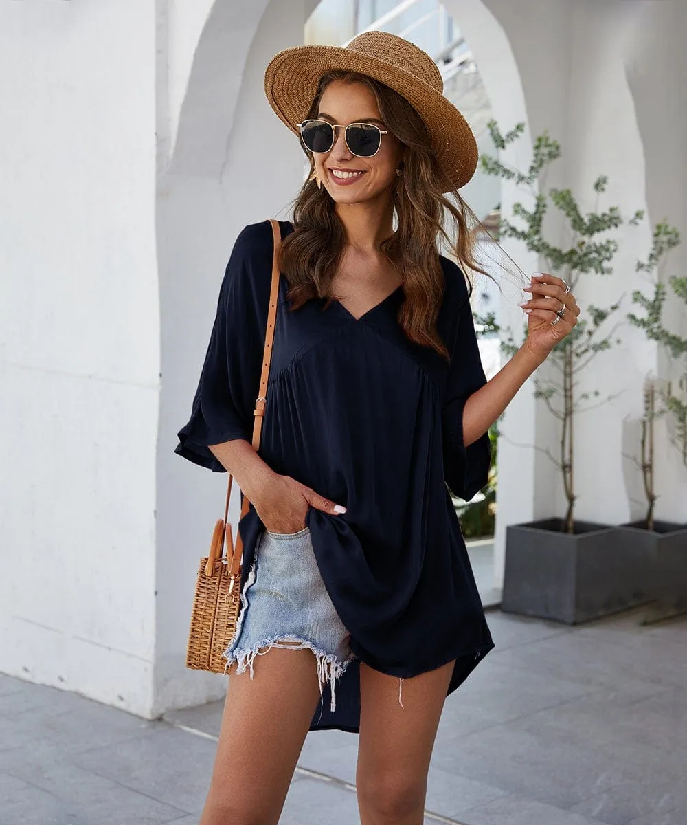 Solid Flowy Mini Dress