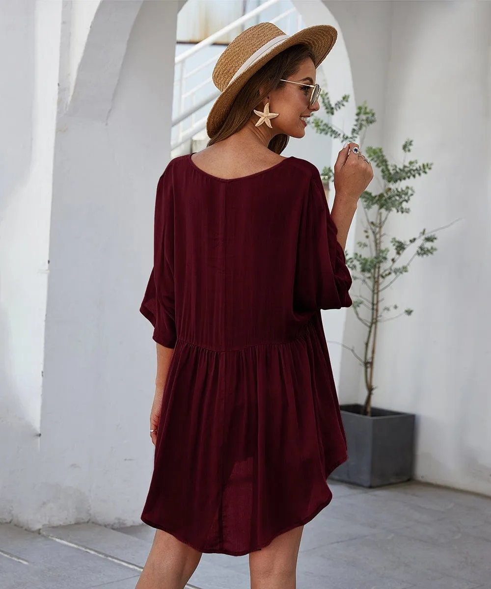 Solid Flowy Mini Dress