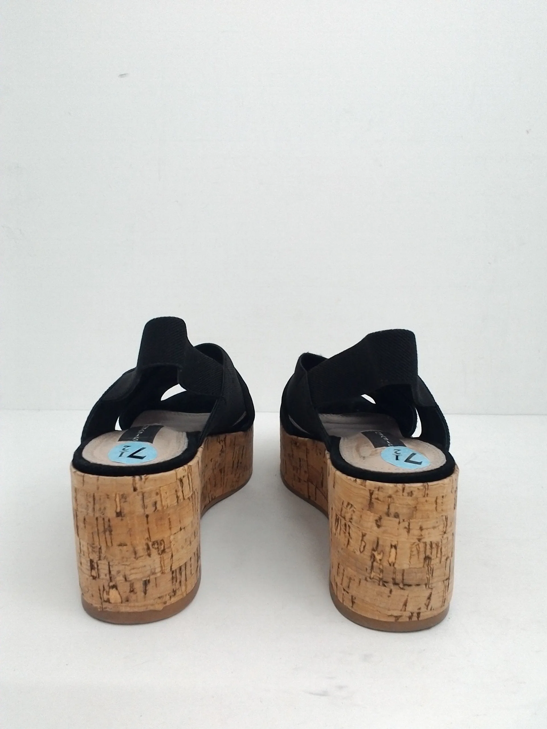 STEVEN By Steve Madden Women's Caly Wedge Platform Sandal Black Size 7.5 M