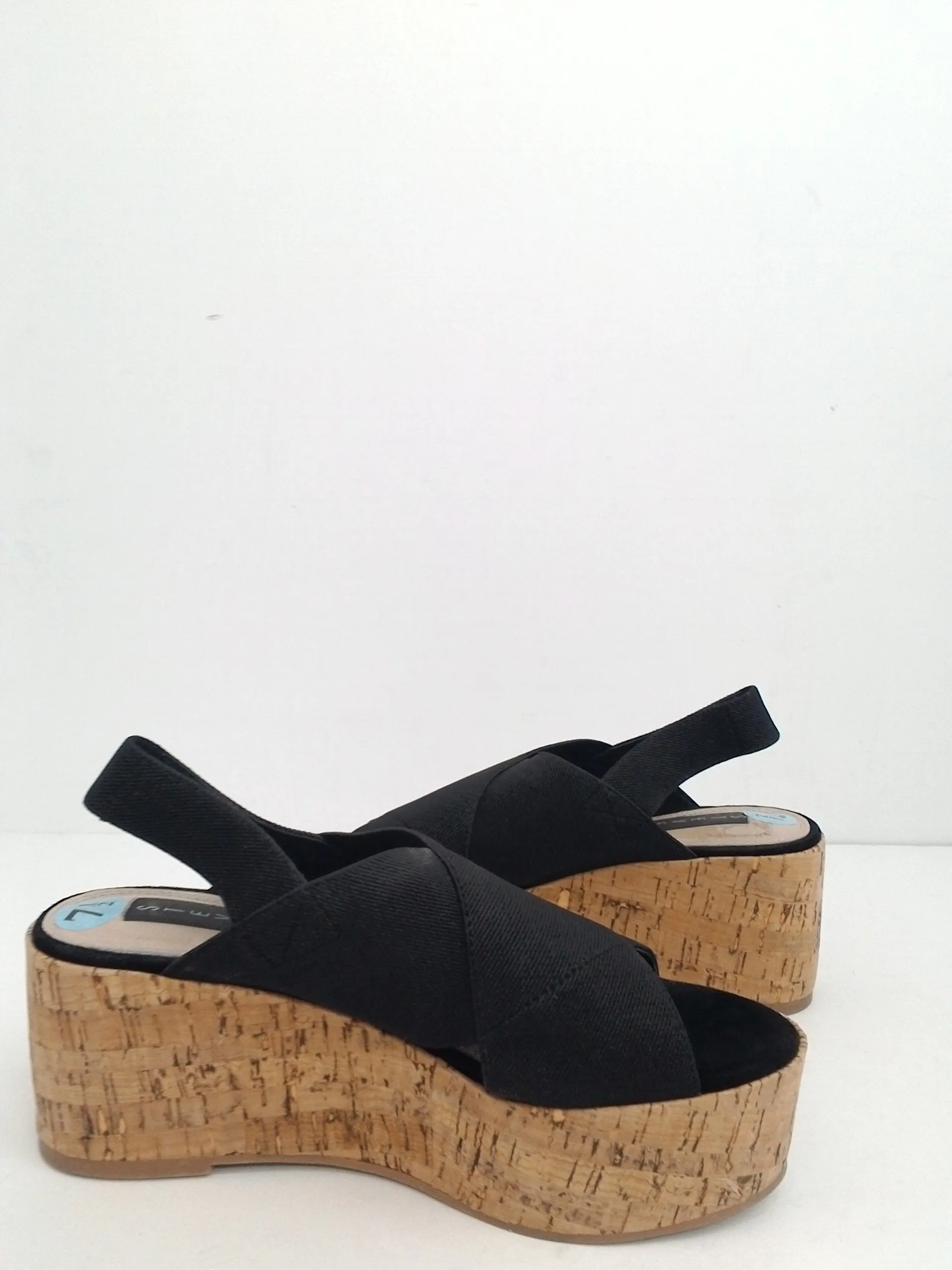 STEVEN By Steve Madden Women's Caly Wedge Platform Sandal Black Size 7.5 M